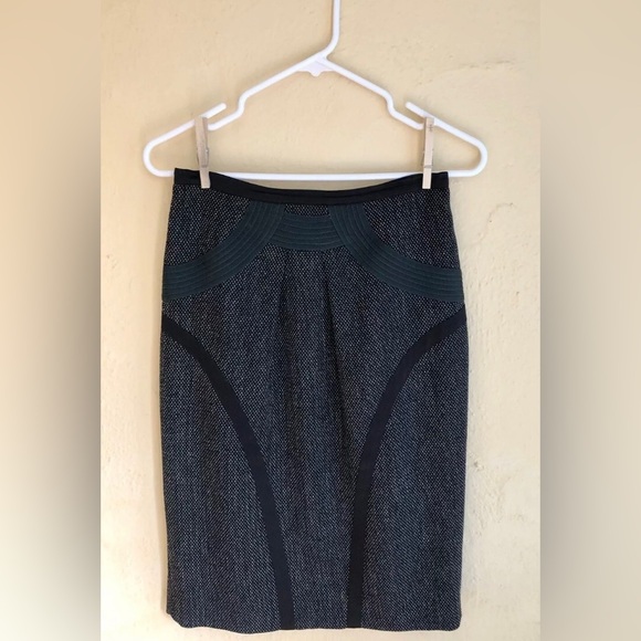 ETRO Wool Knit Knee Length Pencil Black with Green Size 40/US 4 Italy - Picture 6 of 8